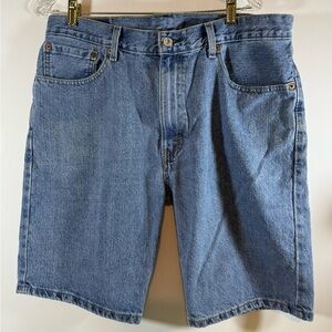 Levis 505 Medium Wash Blue Mid Length Denim Jean Shorts Men's Size W36